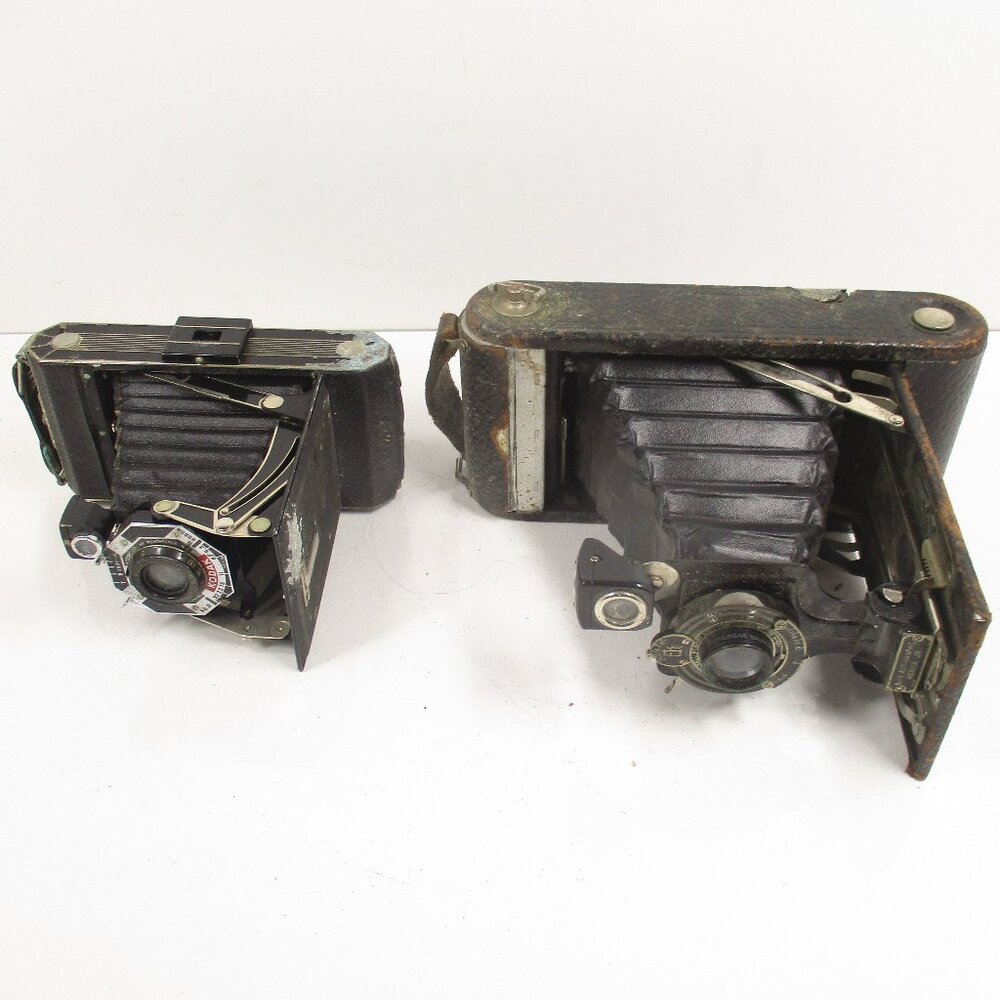 2 Kodak Cameras No. 1-A Autographic Kodak Junior & Kodak Six-20 Folding Camera